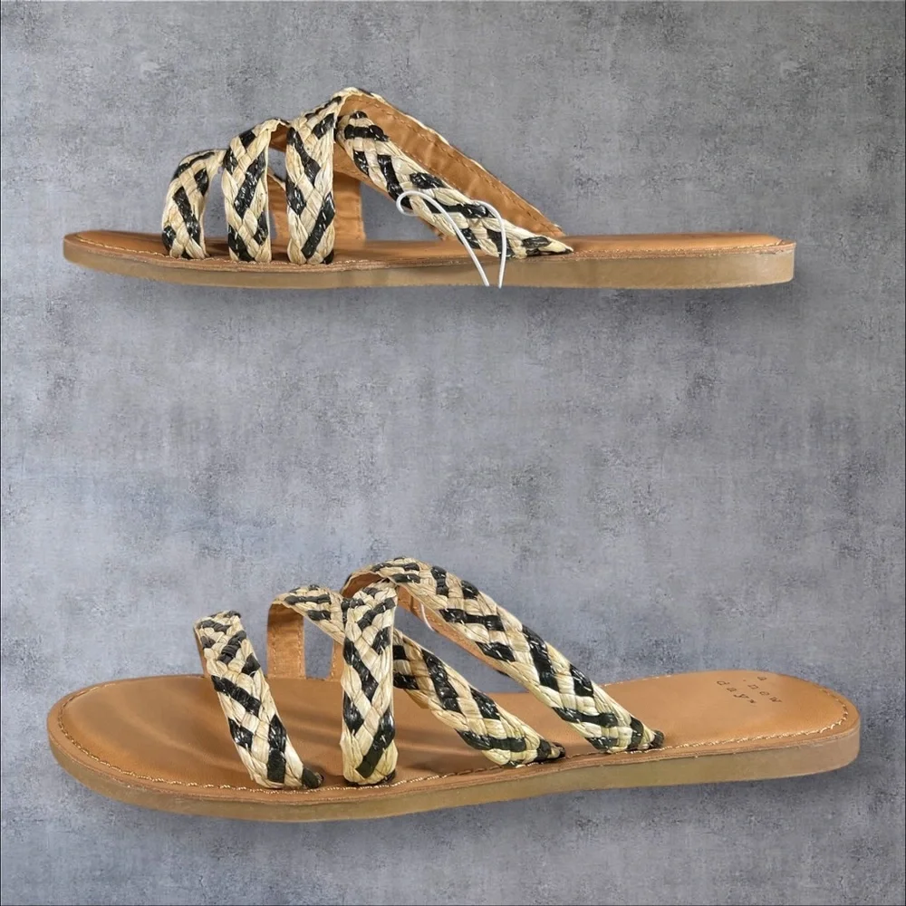 Woven Aesthetic Strappy Slip On Flats Slides Lalli Sandals Beachy Vacay